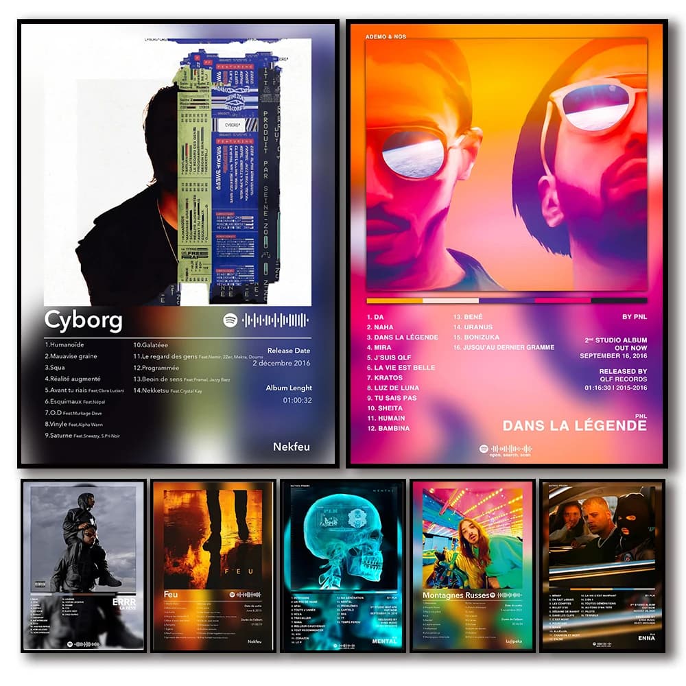 Francese Rap Pop Music Album Poster Estetico 2pac Pnl Plk ERRR Hip Hop Rock Stampa su tela Stampa artistica da parete Home Office Room Decor