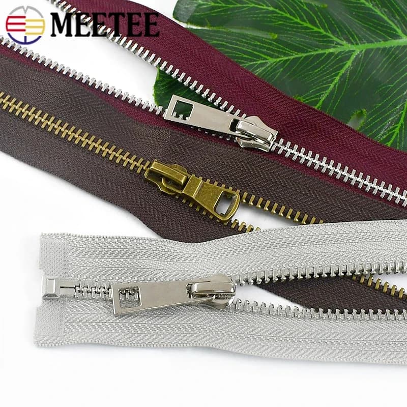 4/10Pcs 40-80cm 5# Metal Zipper for Garment Open-End Zippers Backpack Jacket Pocket Decor Zip Repair Kit DIY Sewing Accessories