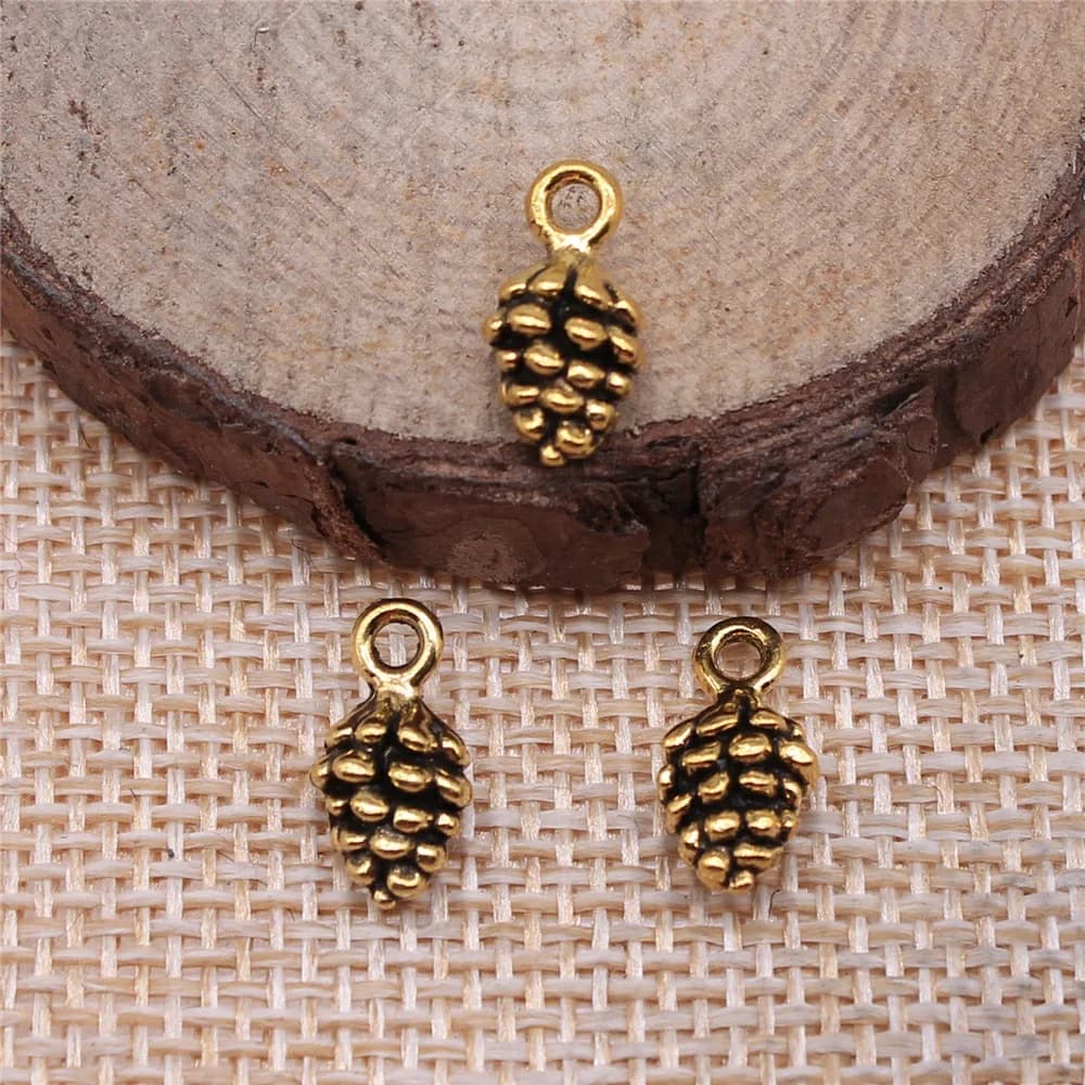 40pcs 12x7x7mm(0.47x0.28x0.28inch) 5 Colors Pine Nuts Charms Pendants DIY Jewelry Making Accessories