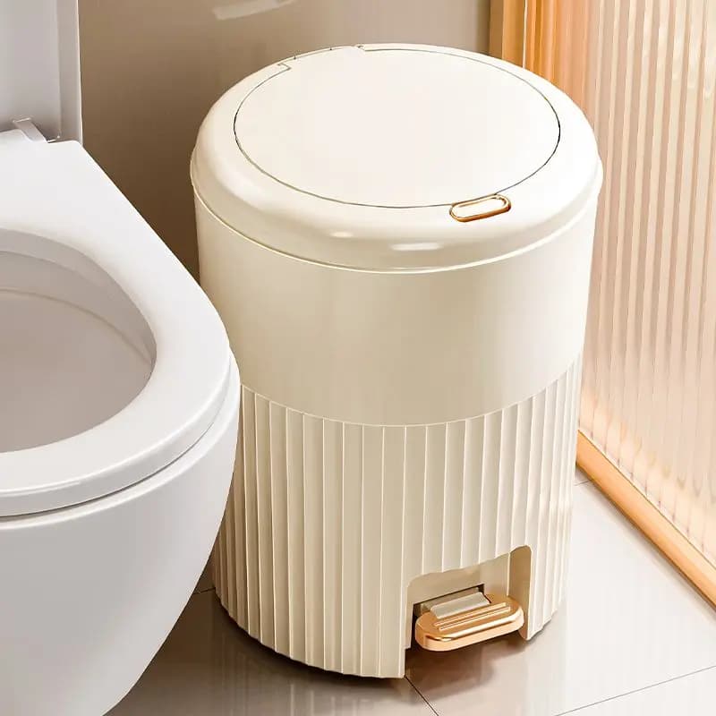 Nuovo moderno bidone della spazzatura rotondo bagno domestico cucina wc pattumiera con coperchio cestino di carta straccia a pedale stoccaggio pulito
