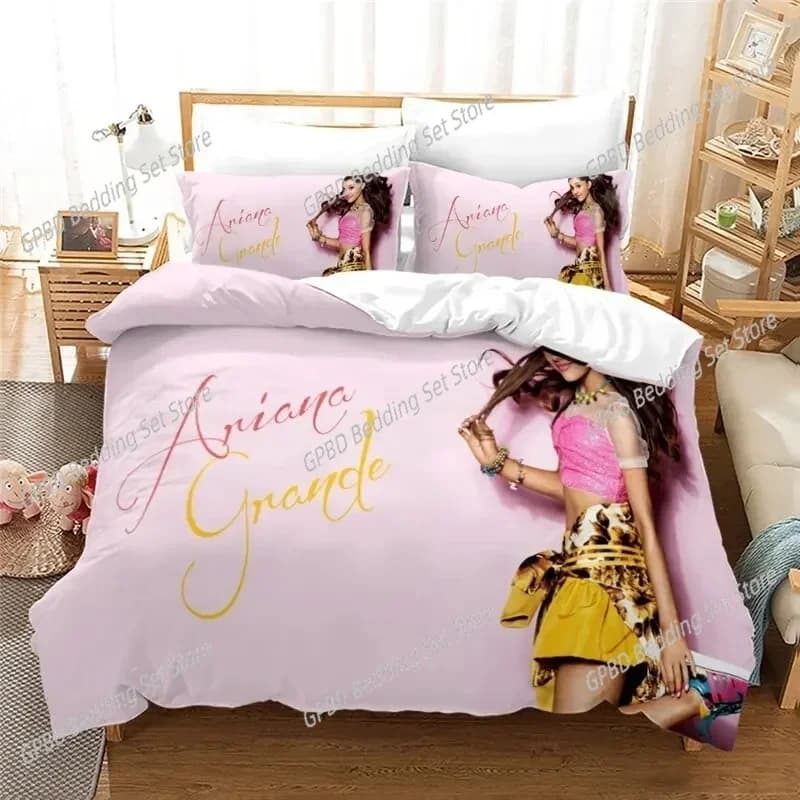 Fashion Sexy Girl Ariana Grande Comfortable Duvet Quilt Cover Pillowcase Bedding Set Children Bedroom Decoration Home Textile