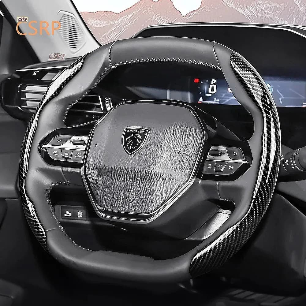 Suitable for Peugeot 208 2008 3008 308 408 5008 Carbon Fiber Steering Wheel Cover Snap-On