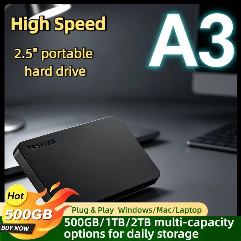 OEM For Toshiba A3 Expansion USB 3.0 500GB 1TB 2TB 2.5 Inch Portable External HDD Hard Disk Drive Box Storage Compact Pro