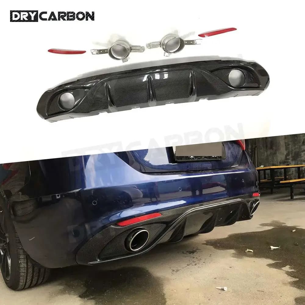 Rear diffuser in Carbon fiber with Exhaust Terminals for Alfa Romeo Giulia Sport 2016 2017 2018