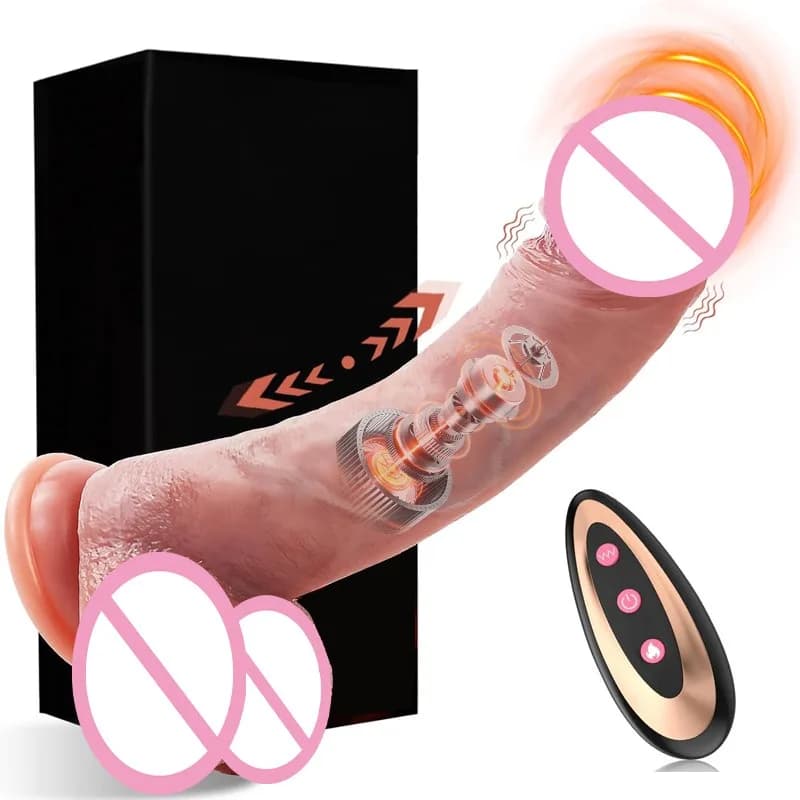 Vibratore Telescopico Super Realistico Riscaldante, Grande Dildo con Ventosa per Masturbazione Femminile, Giocattoli Sessuali per Adulti 18+