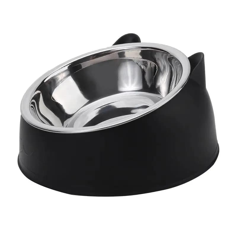 Ciotola per gatti in acciaio inossidabile ecologica, 1 pezzo, 15 ° Ciotola Inclinata per Cibo per Animali con Base Antiscivolo, Alimentatore Anti-Soffocamento per Gatti/Gattini/Cani