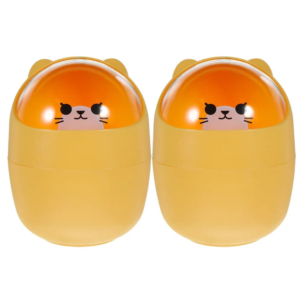 2 Pezzi Mini Cestino per Rifiuti con Coperchio Ribaltabile, Contenitore da Scrivania Carino, Piccolo Bidone da Tavolo, Cestino per Rifiuti a Cartone Animato