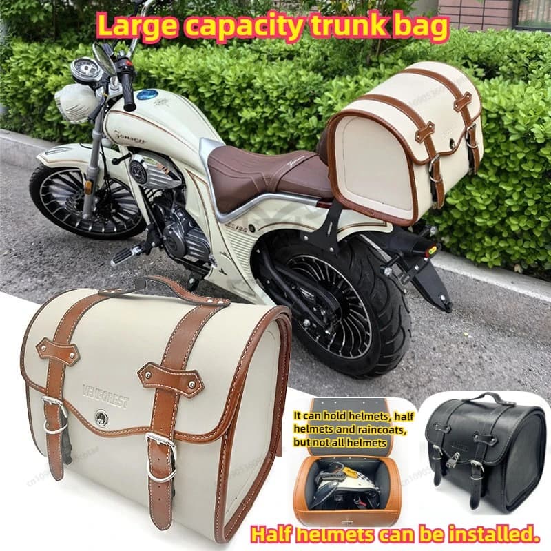 Retro Motorcycle Rear Seat Storage Bag Large Capacity Universal Trunk Bag for Scooter Electric Bike Helmet Carry Bag