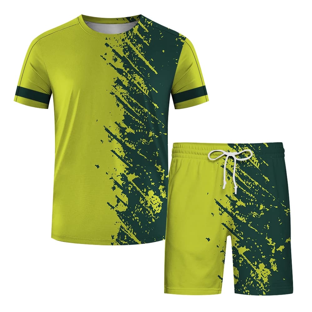 Badminton Tennis Training Sets of Men Casual Short Sleeve Tee and Shorts 2 Piece Summer Running Sports Suit Fashion Loose Outfit