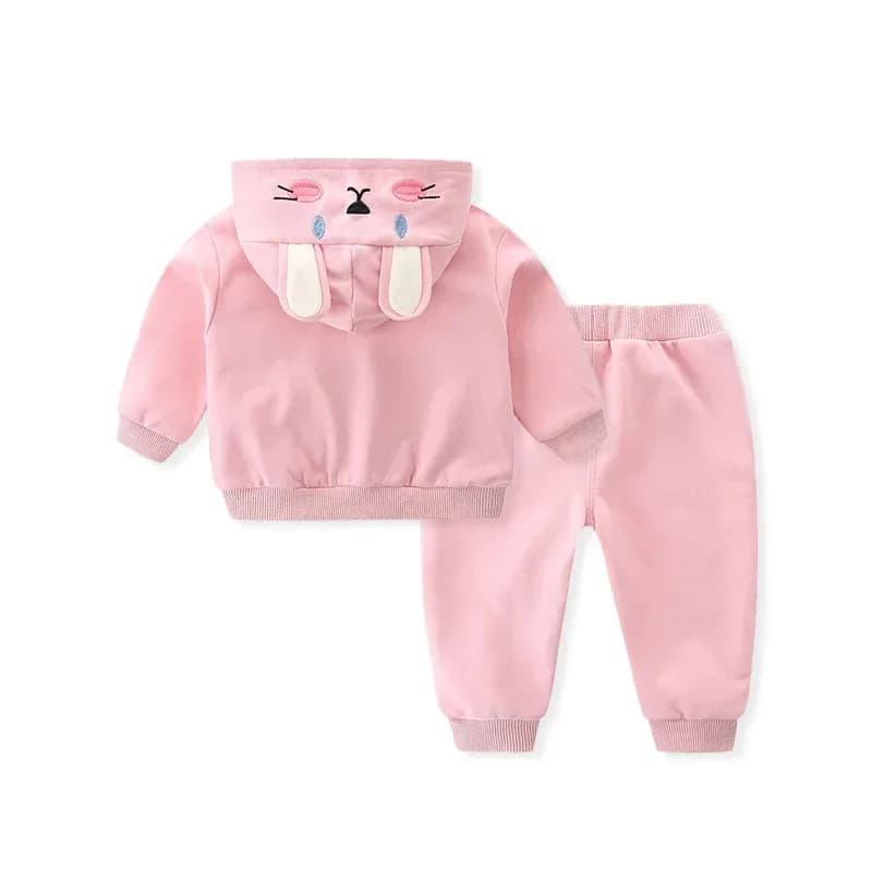 Cosplay Rabbit Pantaloni con cappuccio con cerniera per bambini Set Giacca superiore in cartone animato Neonate Primavera Autunno Abbigliamento moda Cappotto con cappuccio infantile