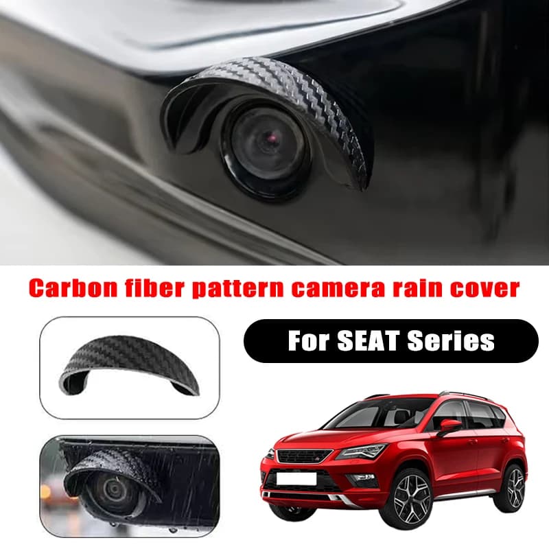 2Pcs carbon fiber patterned rear camera rain and waterproof cover For SEAT Series car rearview camera protection trim