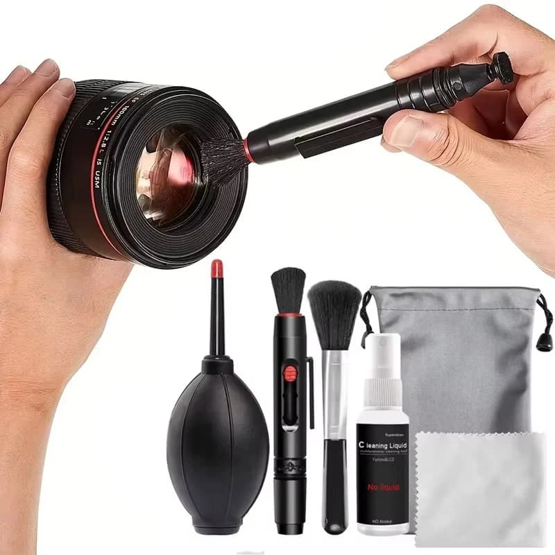 Kit di pulizia per fotocamera digitale 6 in 1 Soffiatore d'aria professionale Strumento di pulizia per spazzole per lenti DSLR per tastiere con lenti con sensore CCD