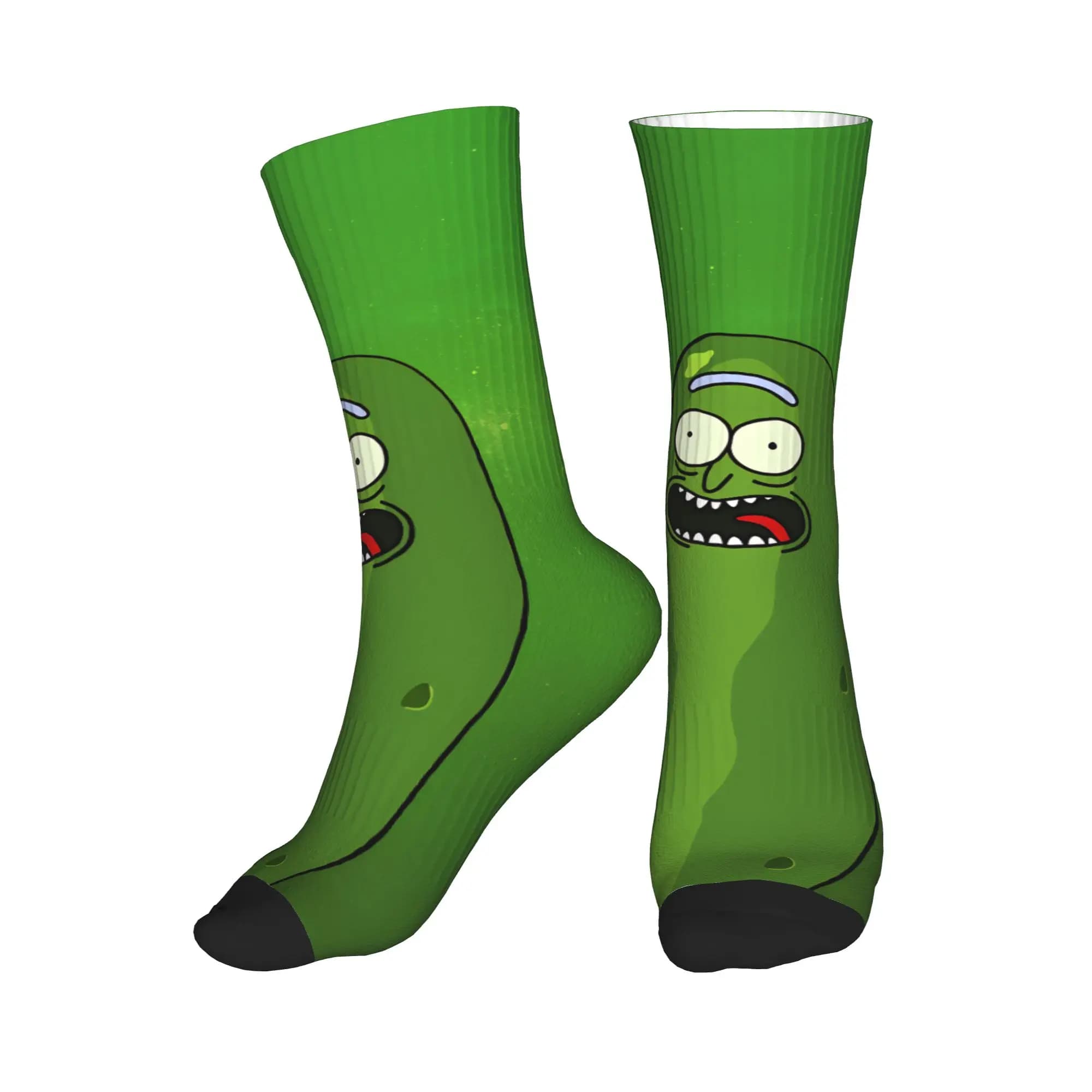 Calzini Cartoon Green Pickle, Calze alla Moda Primaverili Antiscivolo per Adulti, Calzini da Uomo Caldi e Morbidi Stampati per Arrampicata