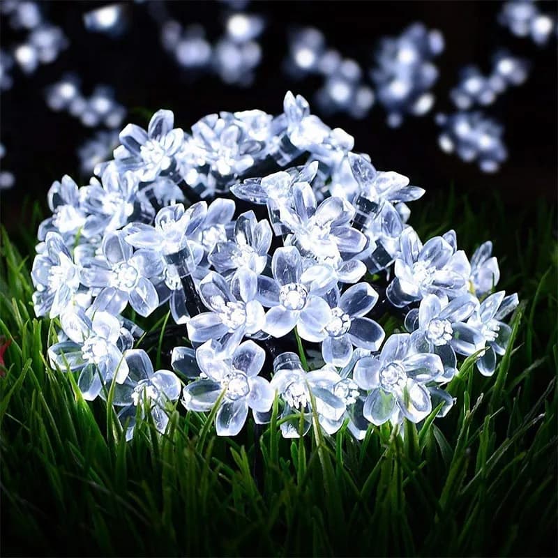 Ghirlanda solare per esterni Ghirlande stradali Lucine Stringa LED Luci decorative in fiore di ciliegio per la decorazione di nozze da giardino 12M