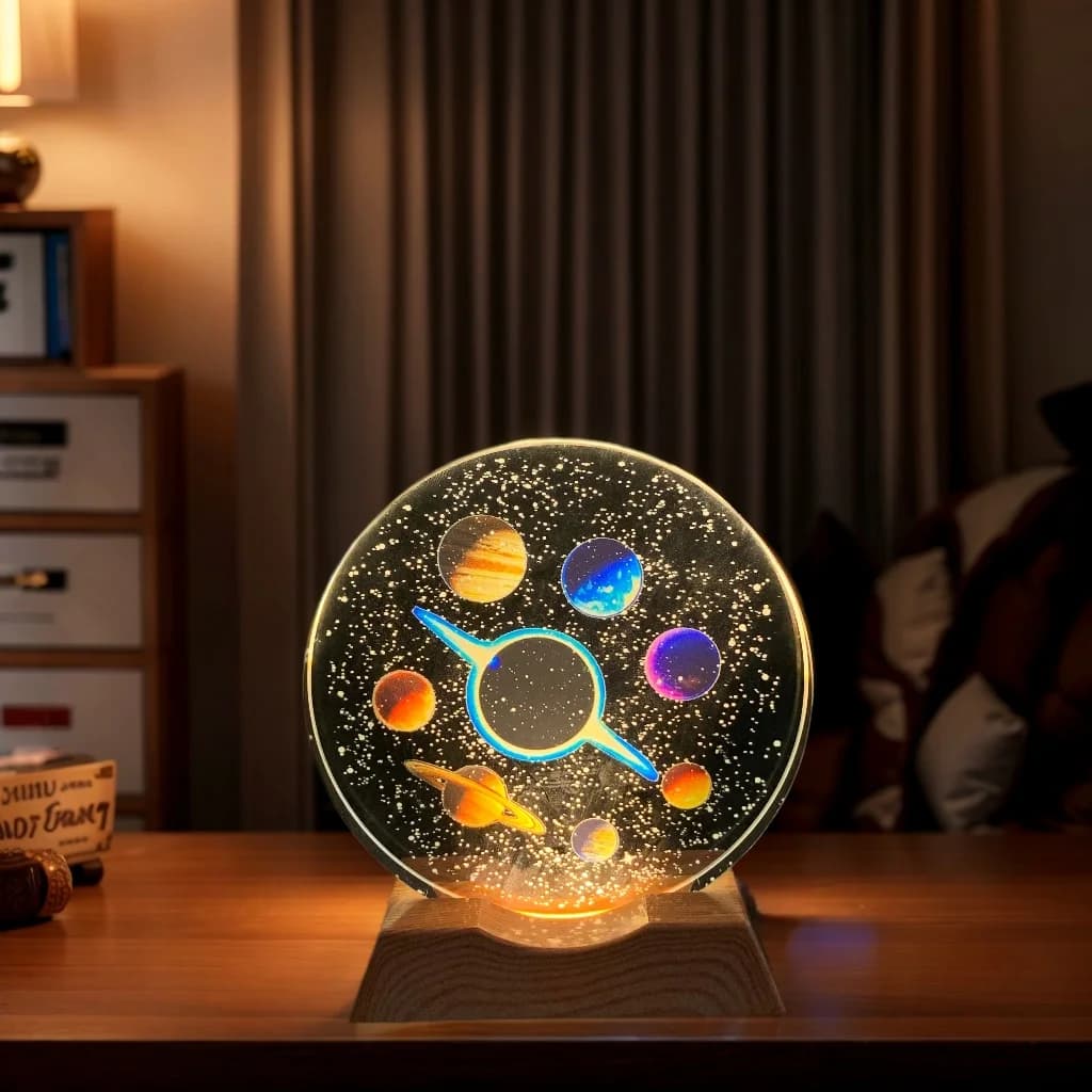 Galaxy Crystal LED Night Light Strip Base, Glass Decorative Lamp, Suitable for bedrooms, living rooms, birthday and Mother's Day