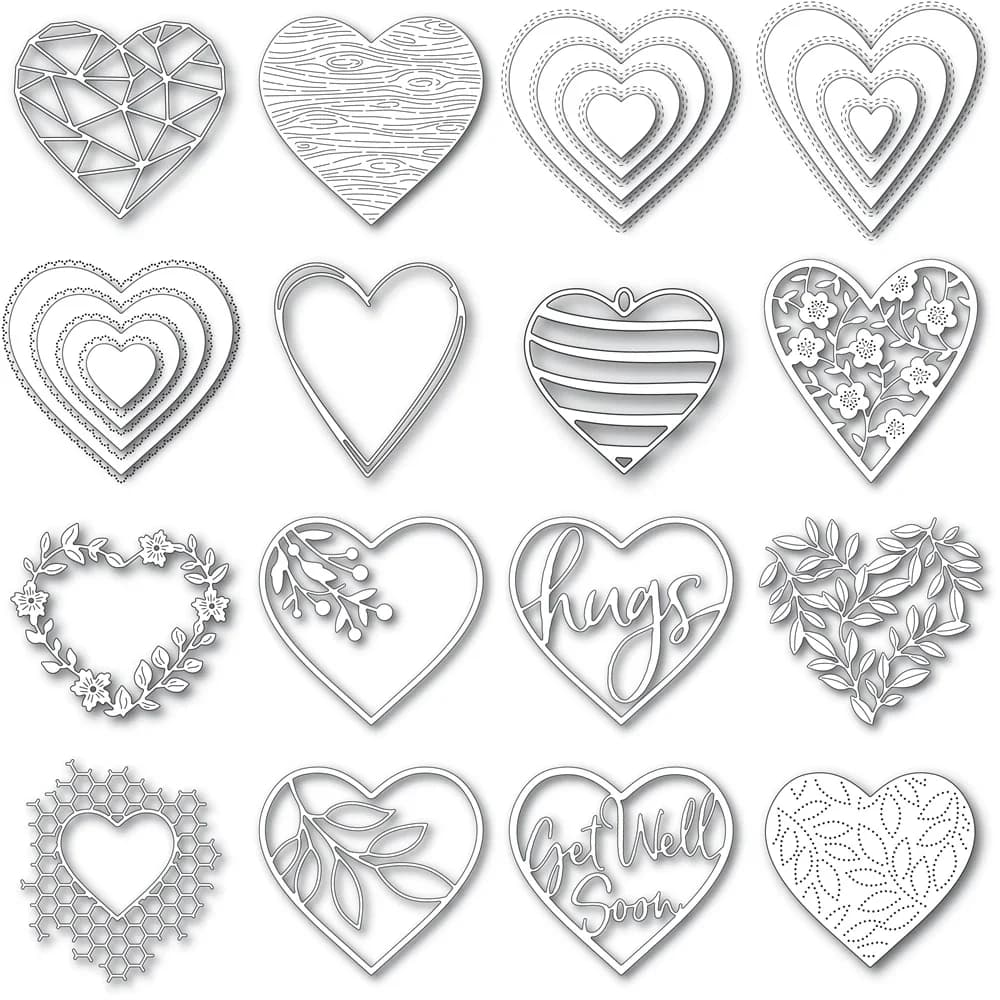 Valentine Heart Metal Cutting Dies for New Arrivals 2022 Scrapbooking Flower Leave Hugs Frame Card Craft Supplies No Stamp