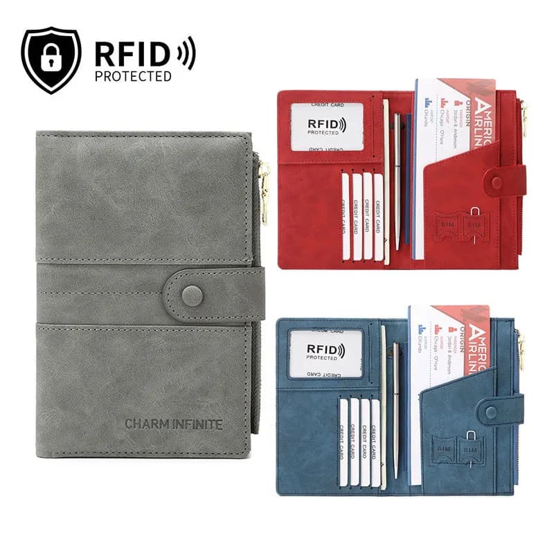 Nuovo portafoglio da viaggio porta passaporto custodia con blocco RFID protezione porta carte portafogli ID multifunzione per uomo donna