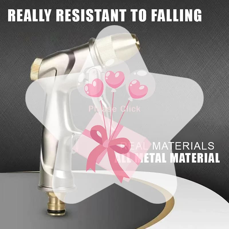Metal High Pressure Hose Spray Nozzle Drop Resistant Adjustable Modes for Boat Cleaning Garden Watering Pet Shower Home Use
