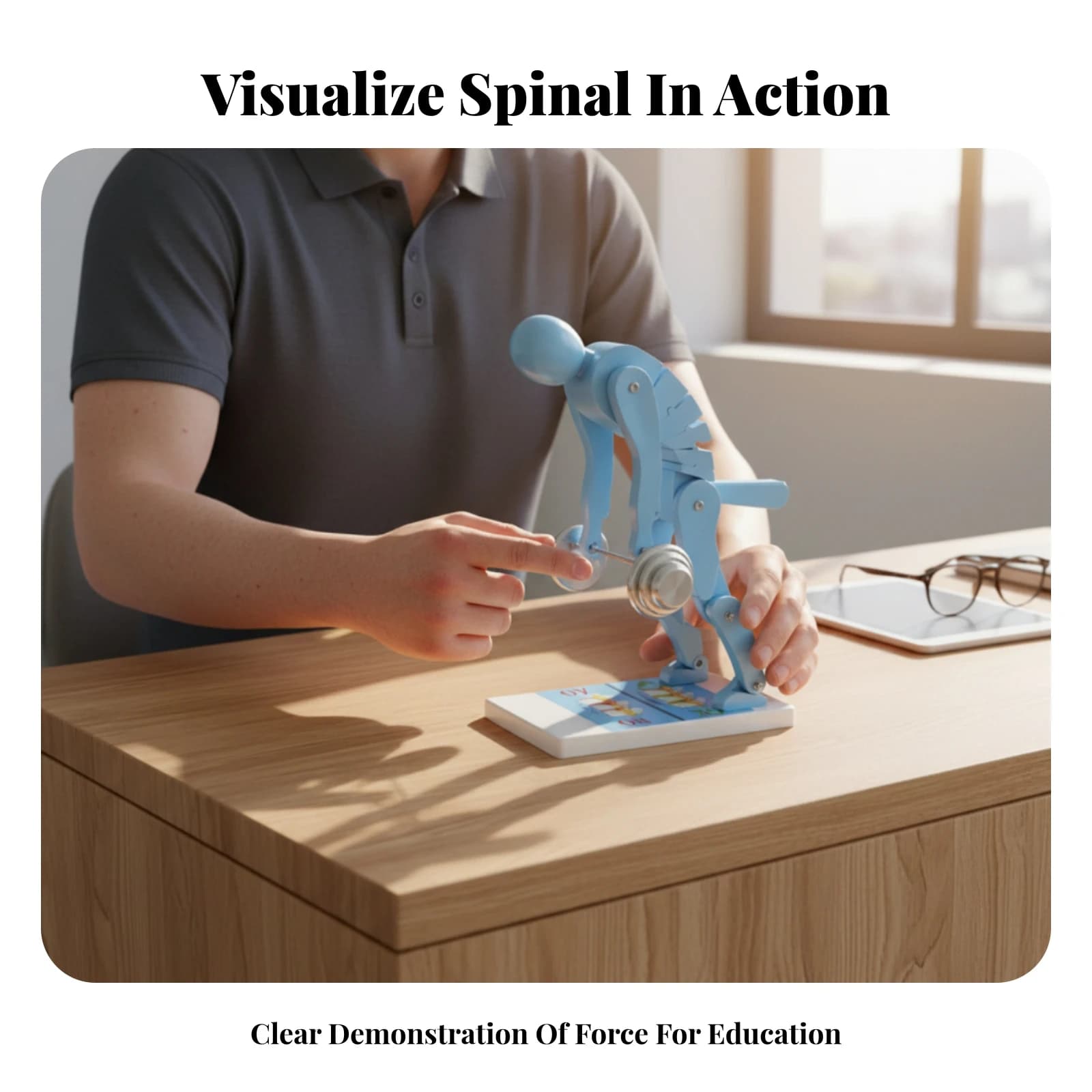 Force Demonstration Model Metal Weight Articulated Spine Model Teaching Aid Educational Interactive for Medical Demonstration