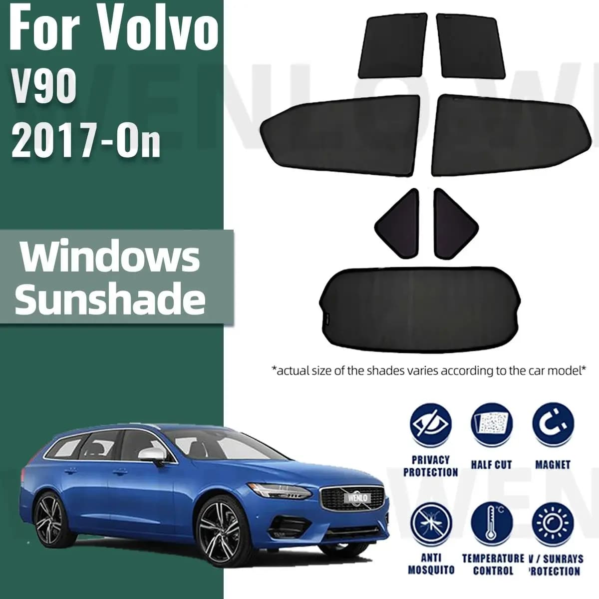 Per Volvo V90 2017-2023 Auto Magnetica Parasole Scudo Parabrezza Anteriore Telaio Tenda Posteriore Finestrino Laterale Del Bambino Tenda Da Sole Visiera
