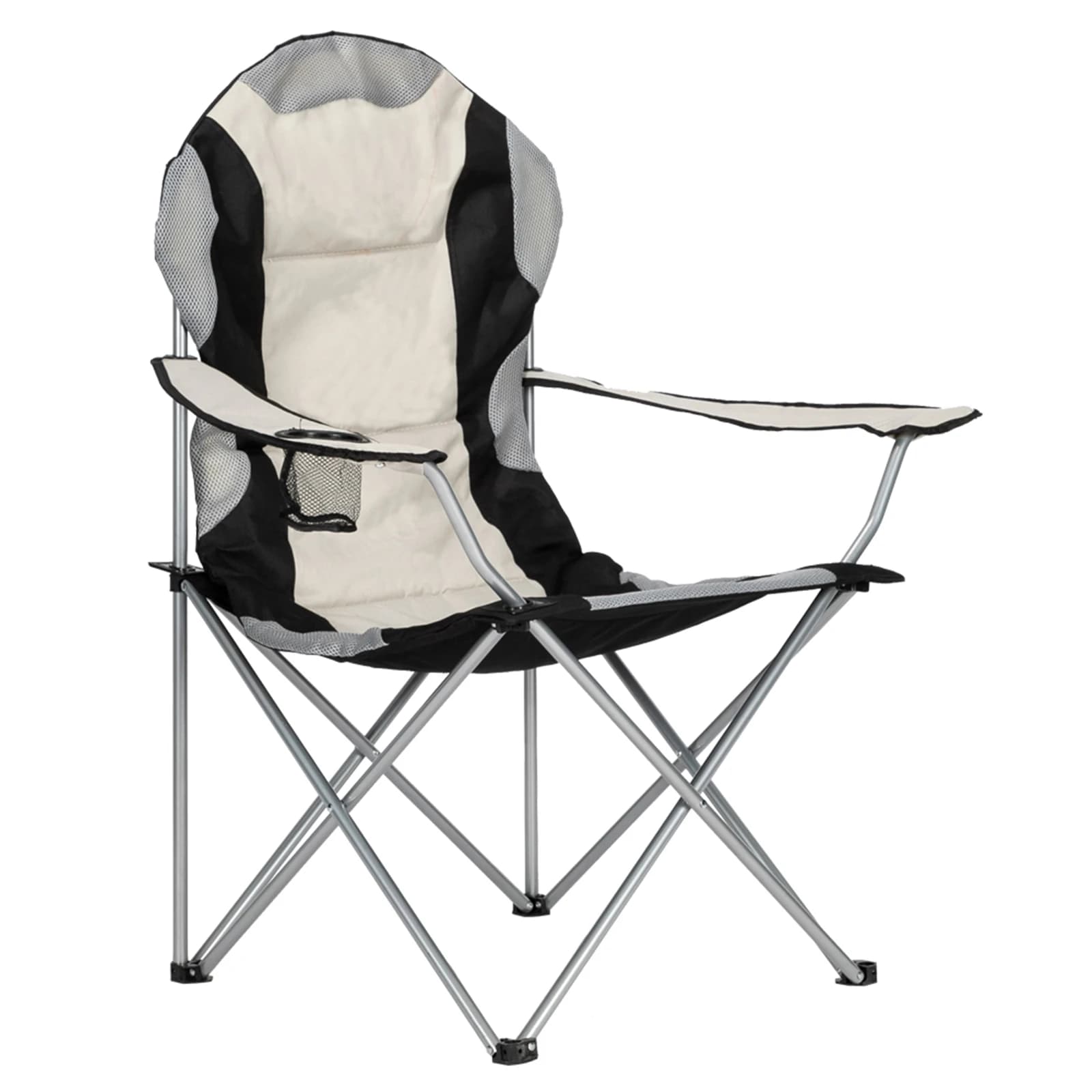 Medium camping fishing chair – foldable durable anti-fouling design in black and white