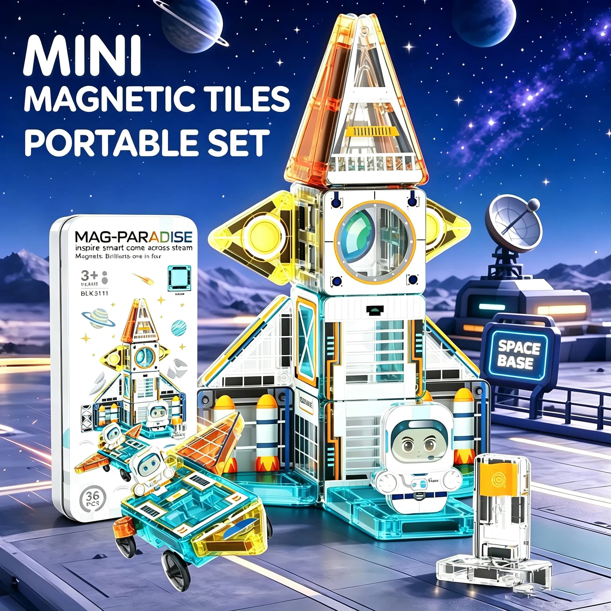 Mini Magnetic Tiles Building Blocks Toys Castle Animals Scene Toys for Children Gifts Portable Iron Box DIY Toy Kids Toys
