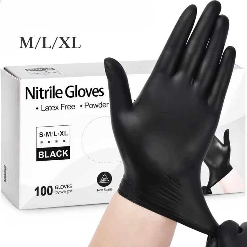 100 pezzi guanti in nitrile nero cucina domestica guanti per la pulizia del bagno lavare i piatti nail art tinture per capelli animali domestici senza lattice