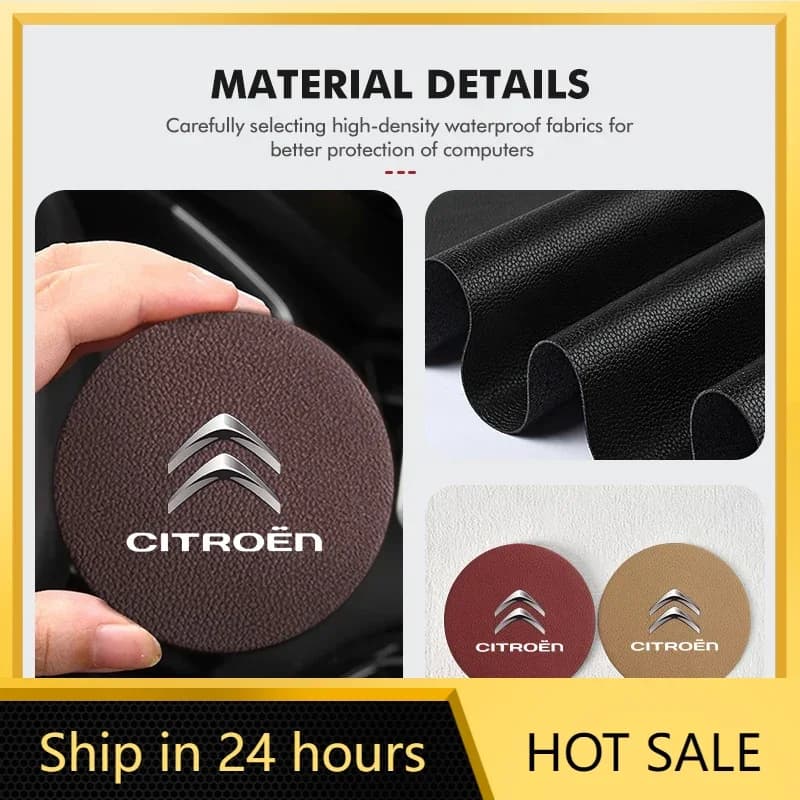 Car Sticker 2pcs Leather Anti-Slip Mat Suede Car Coaster Water Cup Holder For Citroen Jumper Celysee Cactus Picasso Aircross Sax