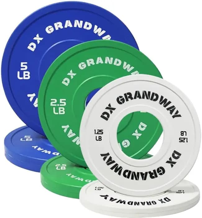 Piastre Pesi in Acciaio e Gomma per Sollevamento Pesi e Allenamento della Forza, Colore Non Specificato, Disponibili in Coppie da 1.25LB, 2.5LB, 5LB