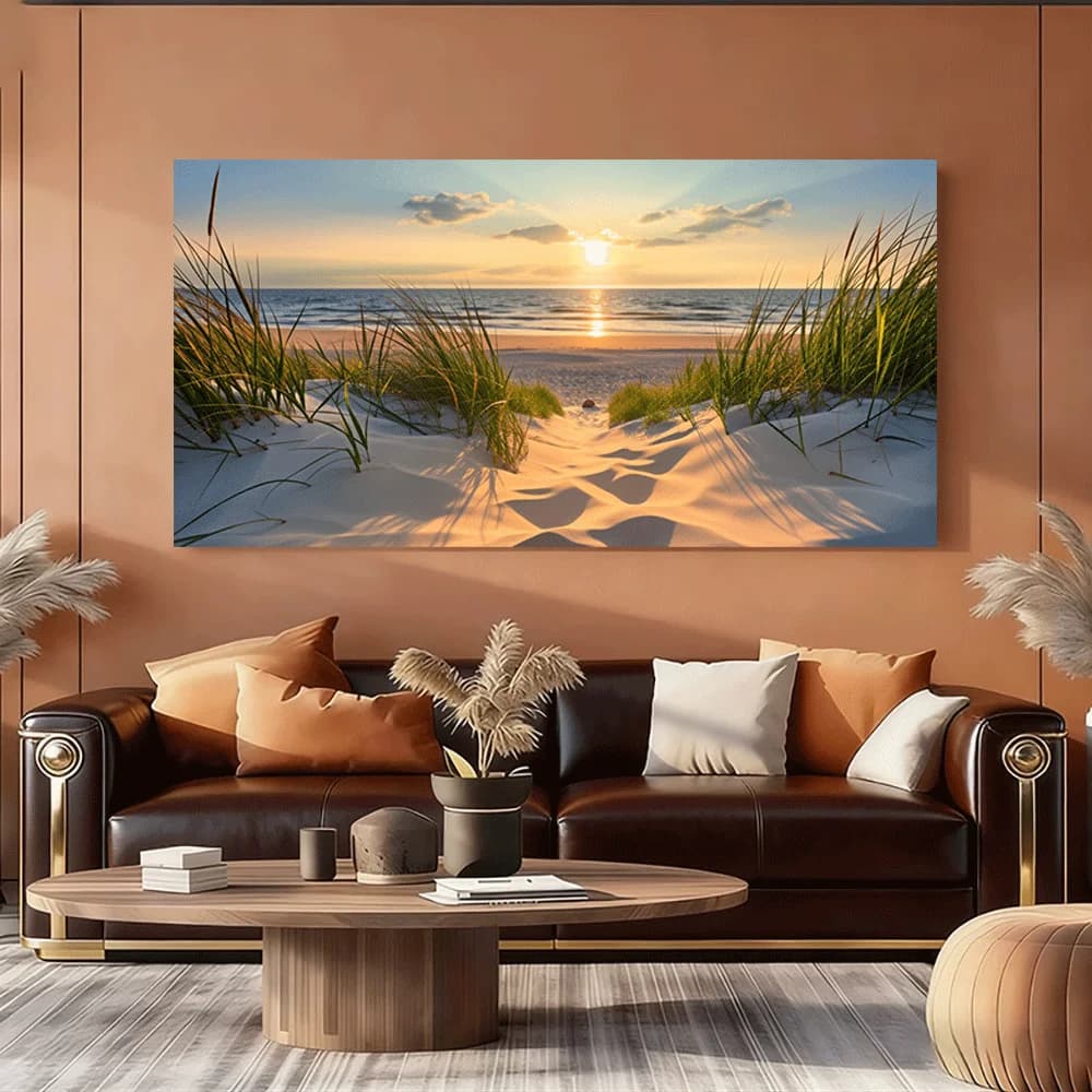 1PC-Canvas poster Unframed Beach Sunset Landscape Canvas Art Print Coastal Decor Wall Picture summer