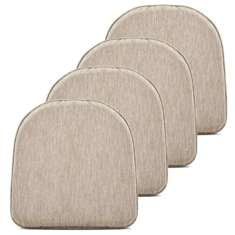 Set di 4 Cuscini in Memory Foam a Doppio Strato per Sedie da Pranzo in Metallo o Sgabelli da Bar con Lacci - 4 C