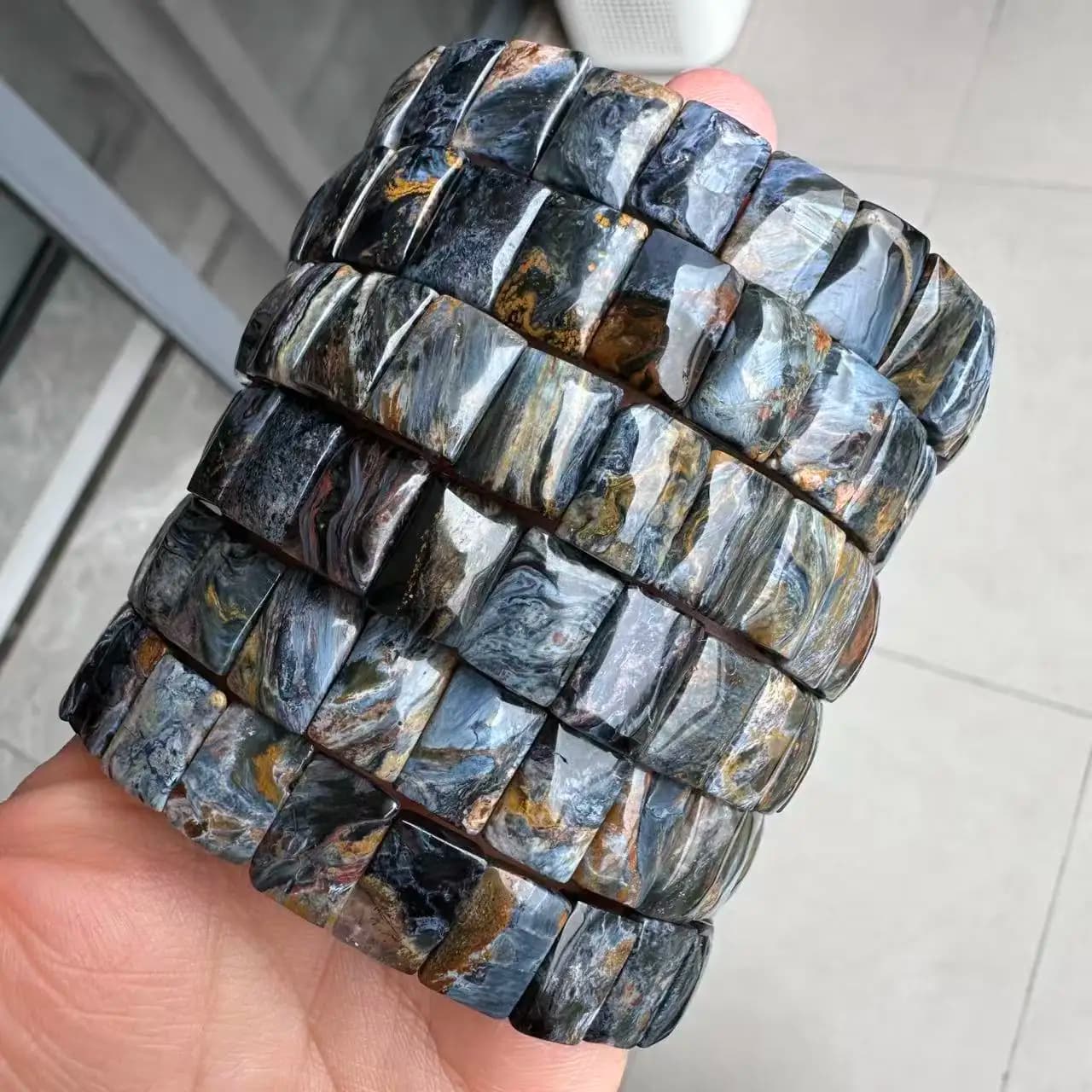 NUOVO Bracciale in Pietersite della Namibia di Alta Qualità, Gioiello in Pietra Naturale per Donna e Uomo, Idea Regalo, Vendita all'Ingrosso
