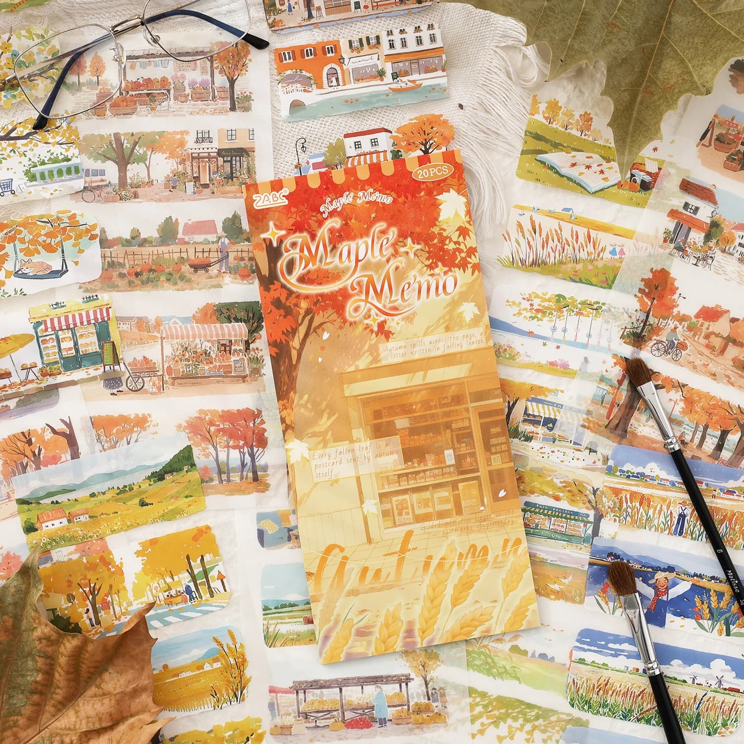 20 fogli Serie di paesaggi delle quattro stagioni Ins PET + Washi Adesivi a doppio materiale Libro Collage creativo Adesivi estetici per album fai da te