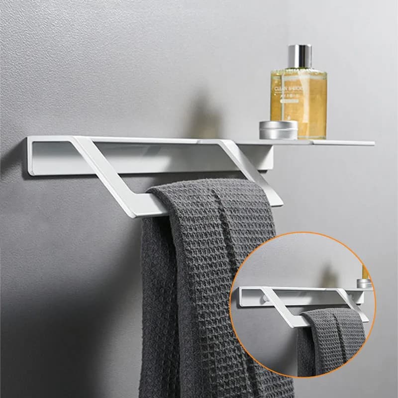 Mensola da bagno bianca Portasciugamani a parete Portasciugamani da bagno in alluminio Mensola per doccia Porta asciugamani Accessori da bagno