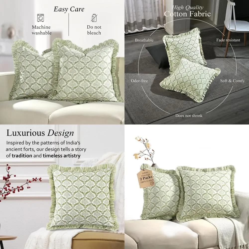 Fodera per cuscino in cotone 100% con stampa a blocchi, 60x60 cm, cerniera nascosta, adatta per decorazioni e divani, perfetta per il Ringraziamento