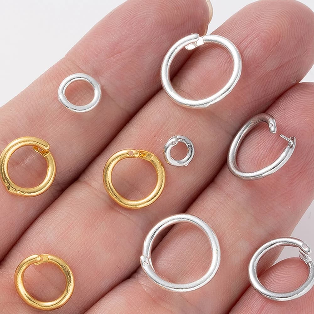 10 Pieces 18K Gold Plated Brass Pressure Closing Round Rings for Creation DIY Jewelry, Pendants, Necklaces, Bracelets
