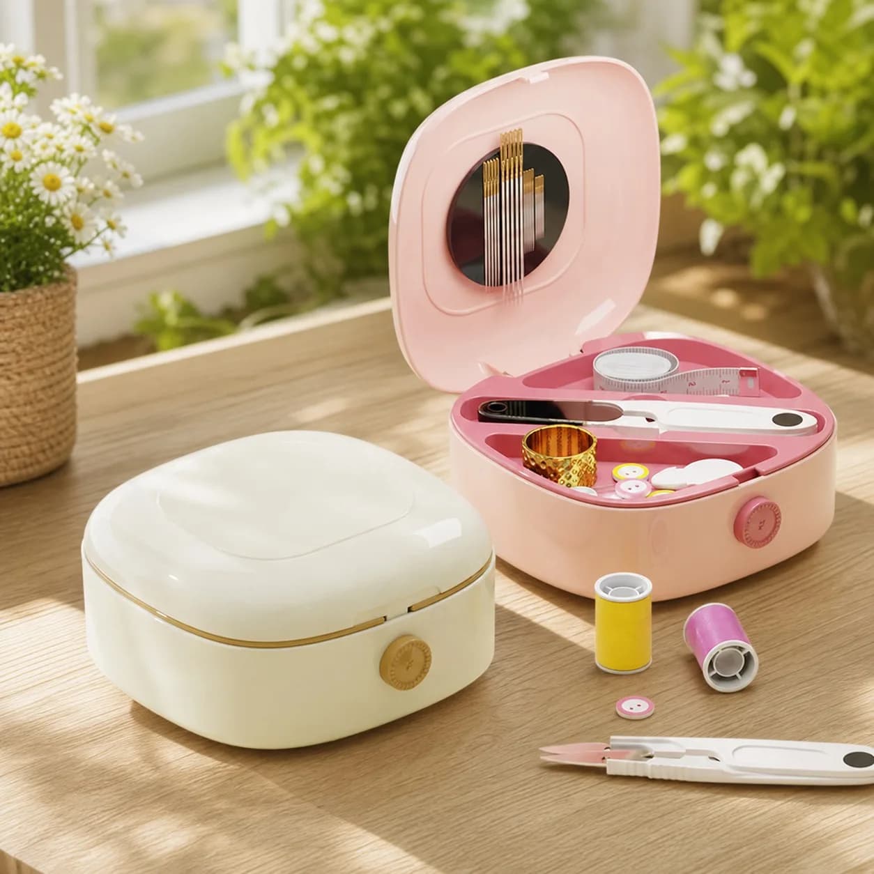 Magnetic Sewing Box, Portable Needle Thread Organizer, Multifunctional Sewing Kit with Storage Case