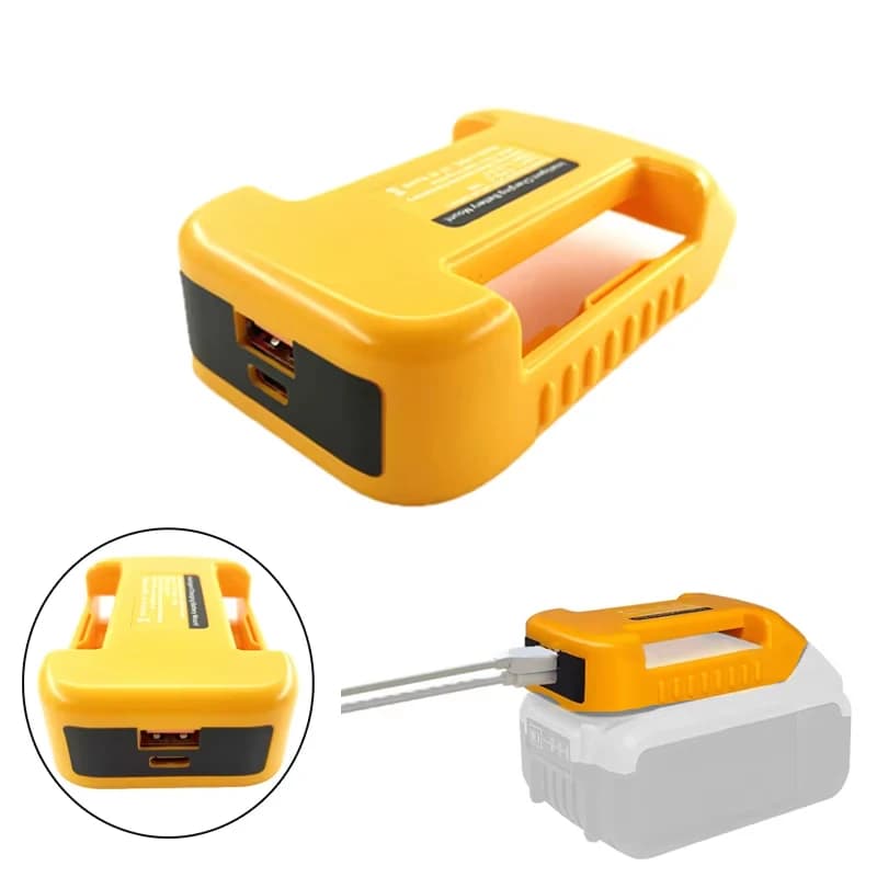 USB Charger Adapter for Lithium Ion Battery Dewalt 18V 20V with USB Fast Charging and Type C DCB200 DCB205 for DEWALT