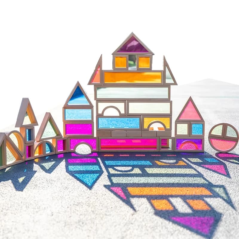 Oversized Rainbow Wooden Acrylic Stacker Grimm Style Building Blocks Kids