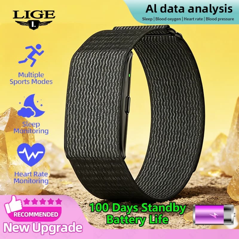LIGE New Screenless Smart Bracelet Men Women 100 days Standby Health Monitor Men Smartwatch waterproof Sports Fitness Smart Band