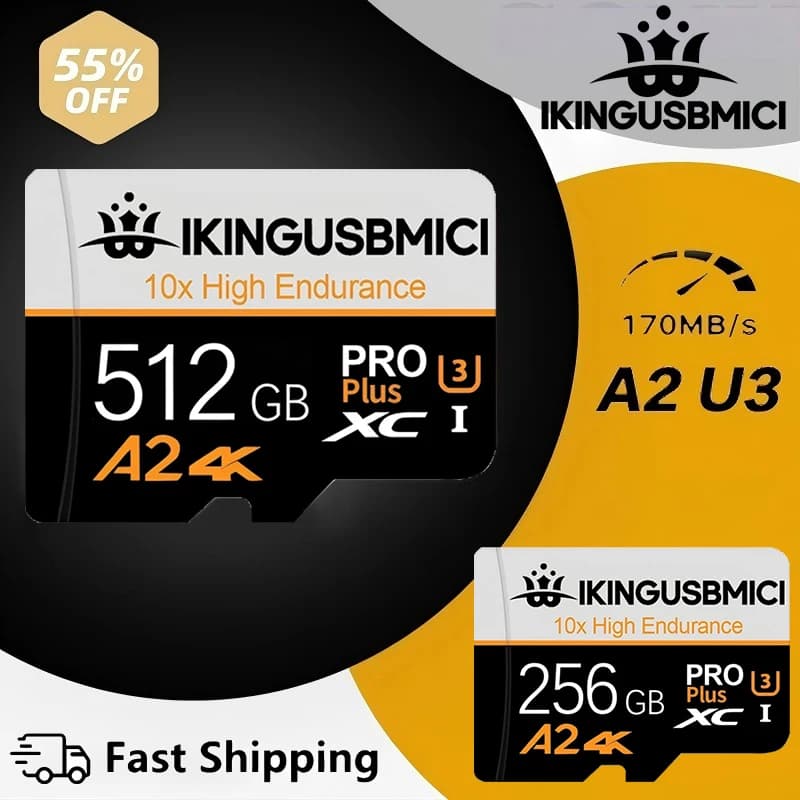 Durable TF Cards Micro SD Card Memory Card SD Cards 32GB 64GB 256GB Shockproof Ultra HD A2 for Action Camera Dash Cam PC