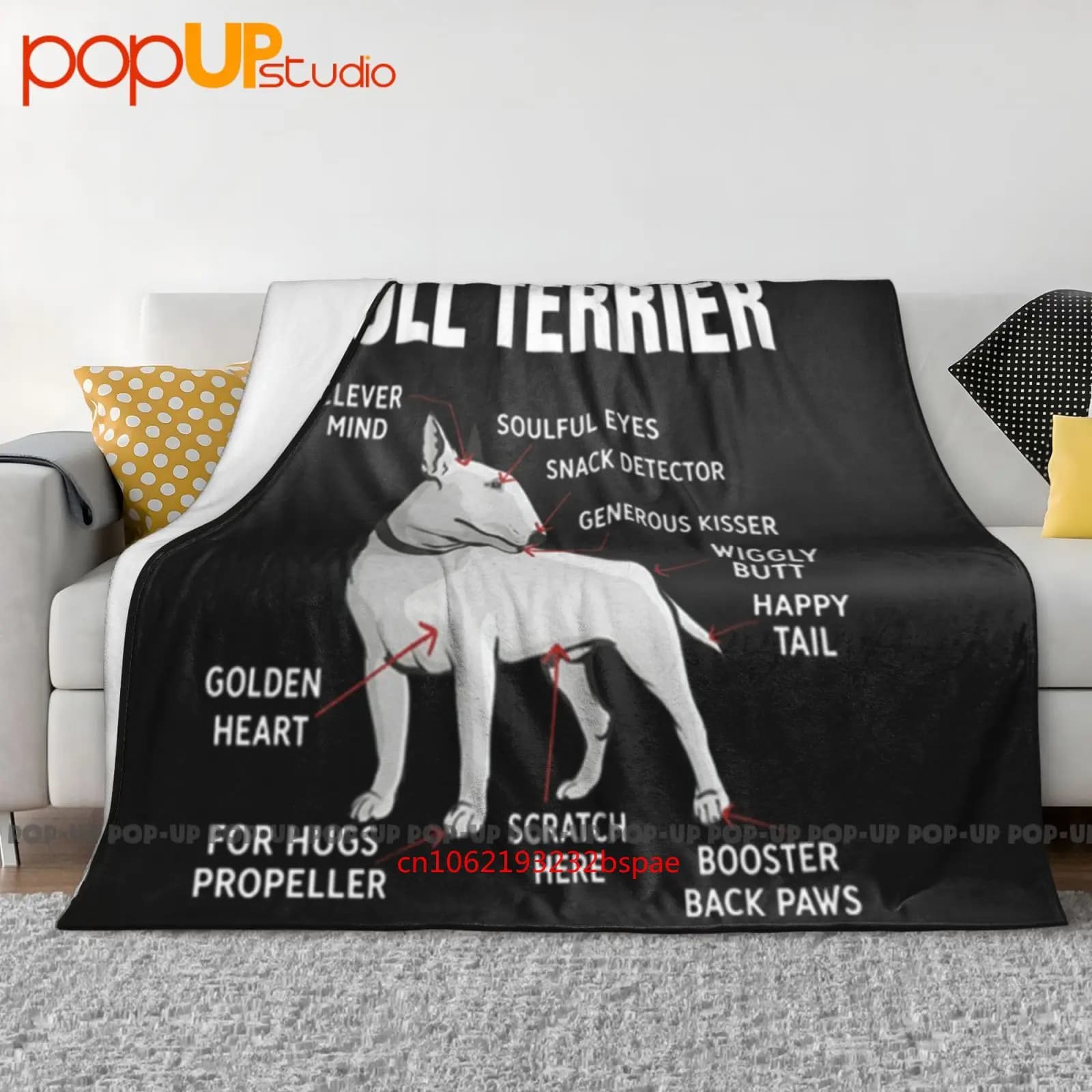 Bull Terrier Razza Cane Vector Art Anatomy Fun Tattoo Pet Lovers Ultra Soft Cover Quilt Cover Winter Cover