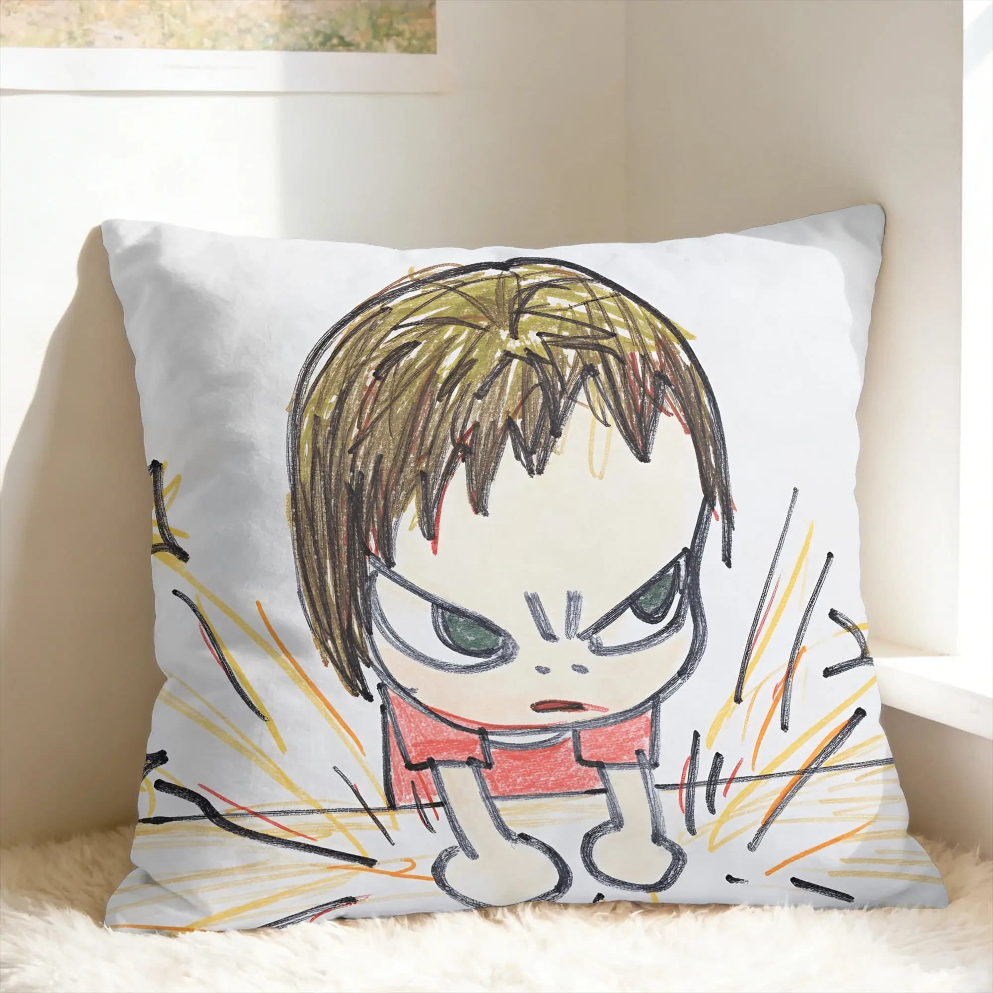 Y-Yoshitomo Nara Pillow Cover Novelty Pillow Case For Living Room Chair Print Cushion Cover Gift