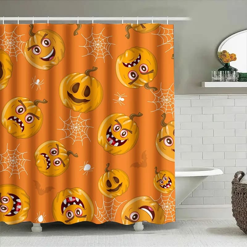 Tuniu Tenda da doccia con pipistrello zucca di Halloween, decorazione da bagno con stampa spaventosa e carina per bambine