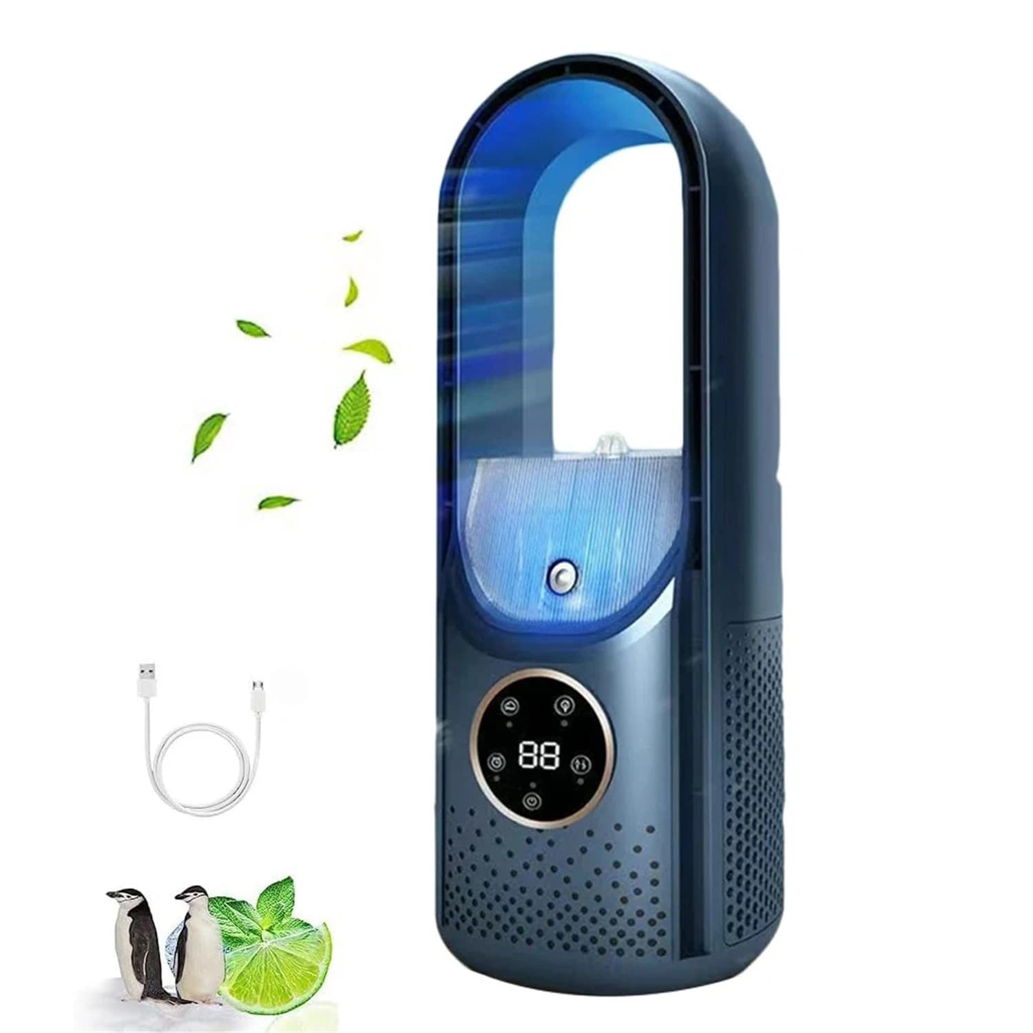 Portable Air Conditioner USB Leafless Electric Fan 6 Speed Silent Timer Air Conditioner Cooling Fan Humidifier Conditioning Fan