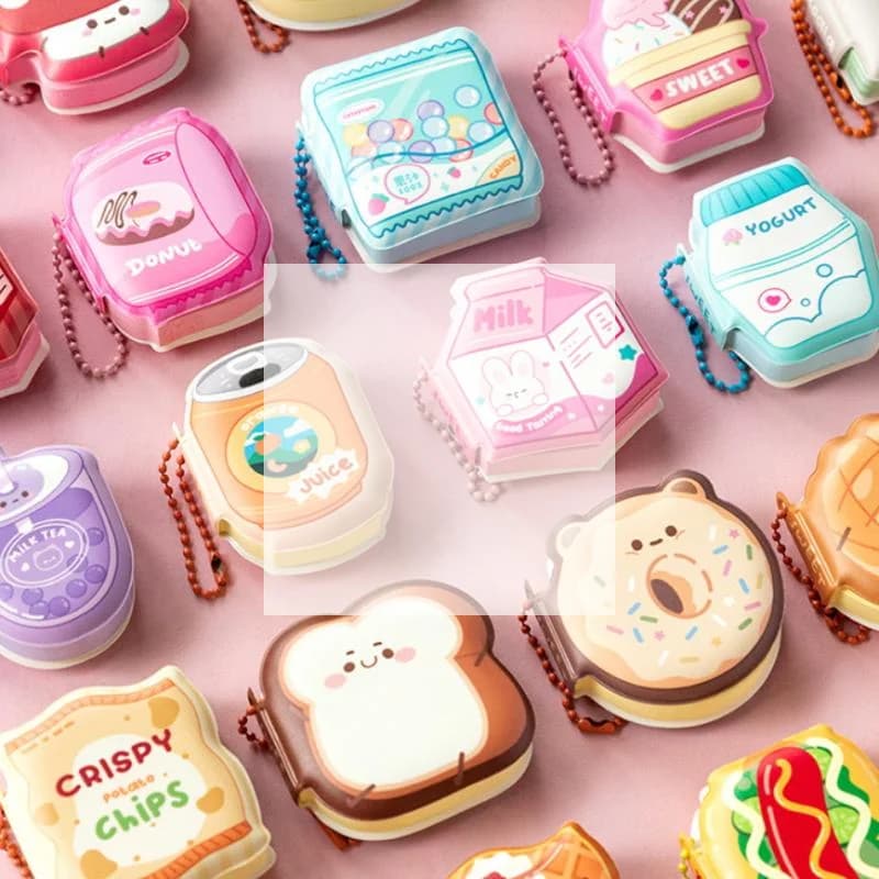 1/4 Pezzi Forniture Scolastiche: Blocco Note con Copertina in Silicone Morbido, Foglietti Adesivi, Adesivi per Planner, Blocco Note Serie Dessert Game, Ciondolo
