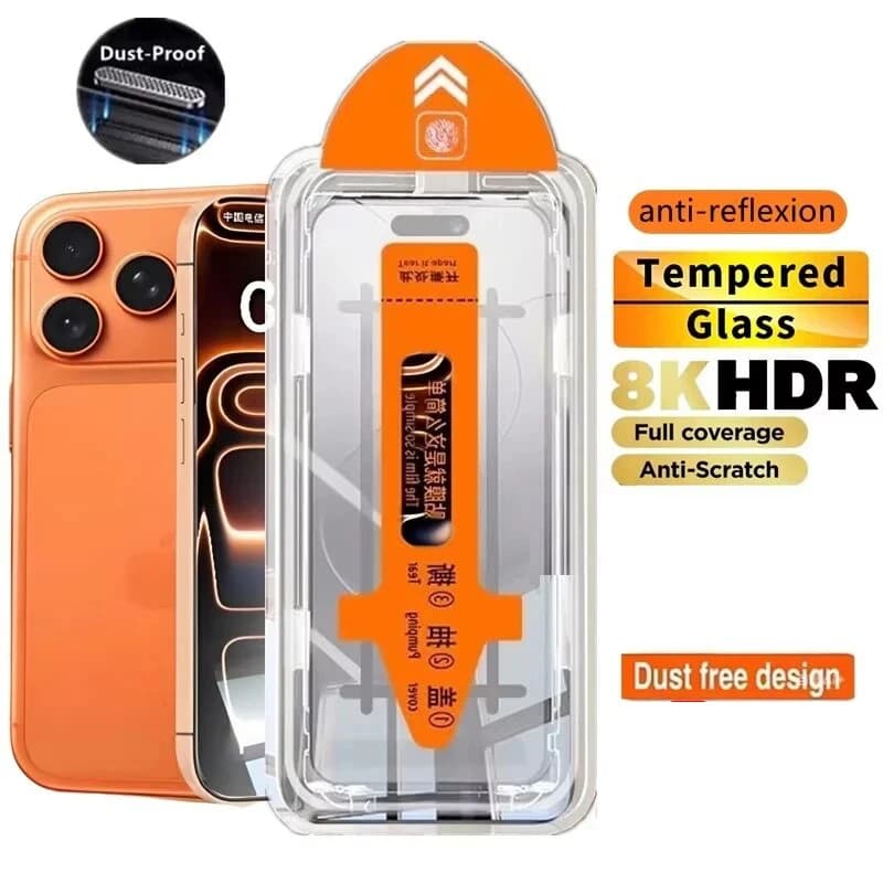 HD Tempered Glass Screen Protector For iPhone Air 11 12 13 Mini 14 15 Plus 16e 17 Pro Max XS XR Auto-Alignment Dust Free Film