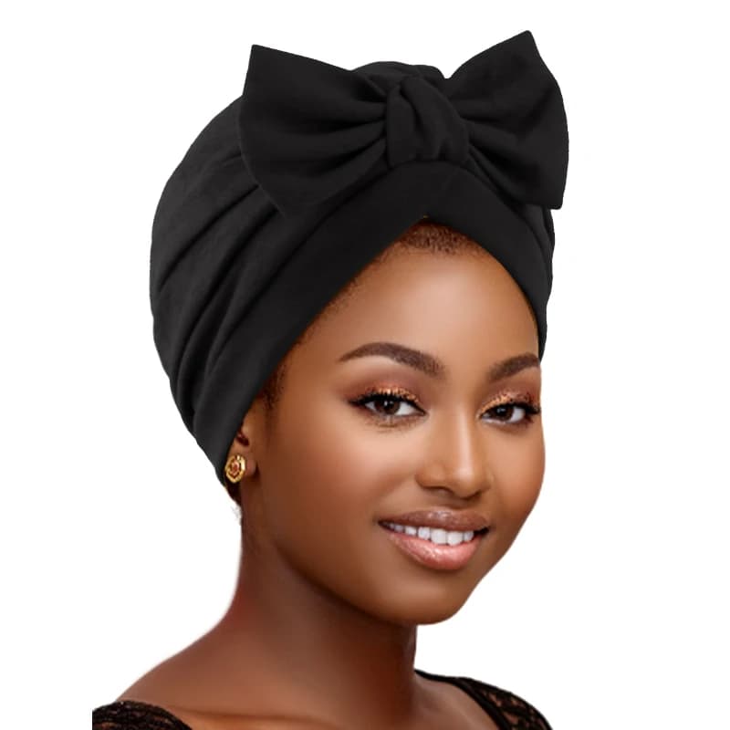 Nuove donne africano pieghettato fiocco turbante cappello tinta unita copricapo chemio berretto musulmano interno hijab cappelli cofano berretti islamici
