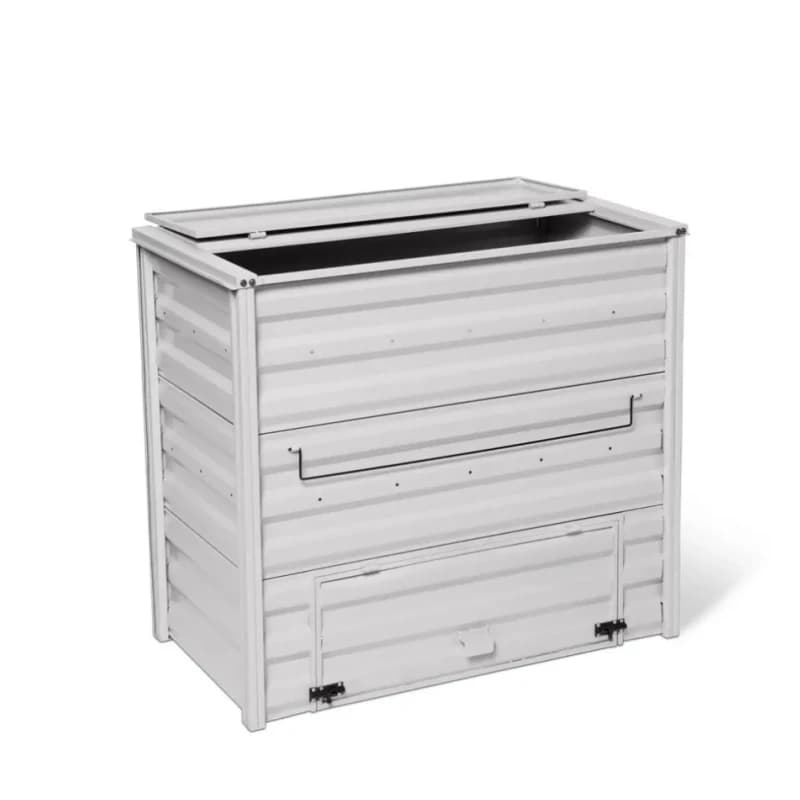 Heavy Duty Metal Compost Bin Outdoor Galvanized Steel Large Garden Waste Composter Backyard Eco Friendly Storage
