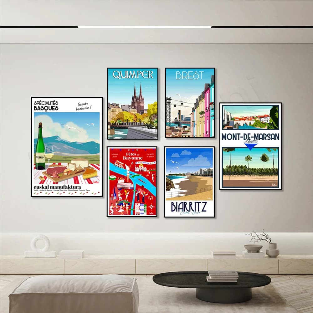 Paris - Montmartre, Bayonne, Biarritz - Basque Country, Vannes - Brittany, Egypt - Mont-de-Marsan, Brest - cable car poster